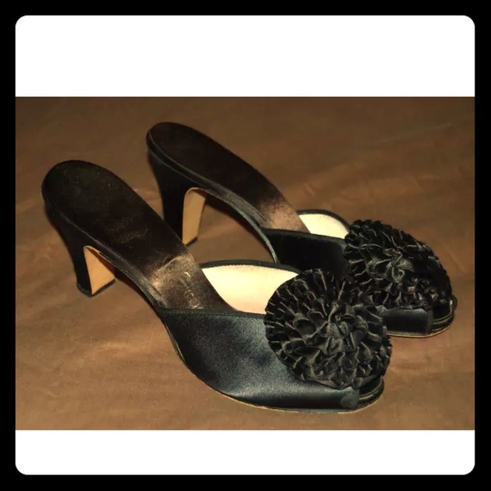 Vintage Satin Pinup Boudoir Slippers
